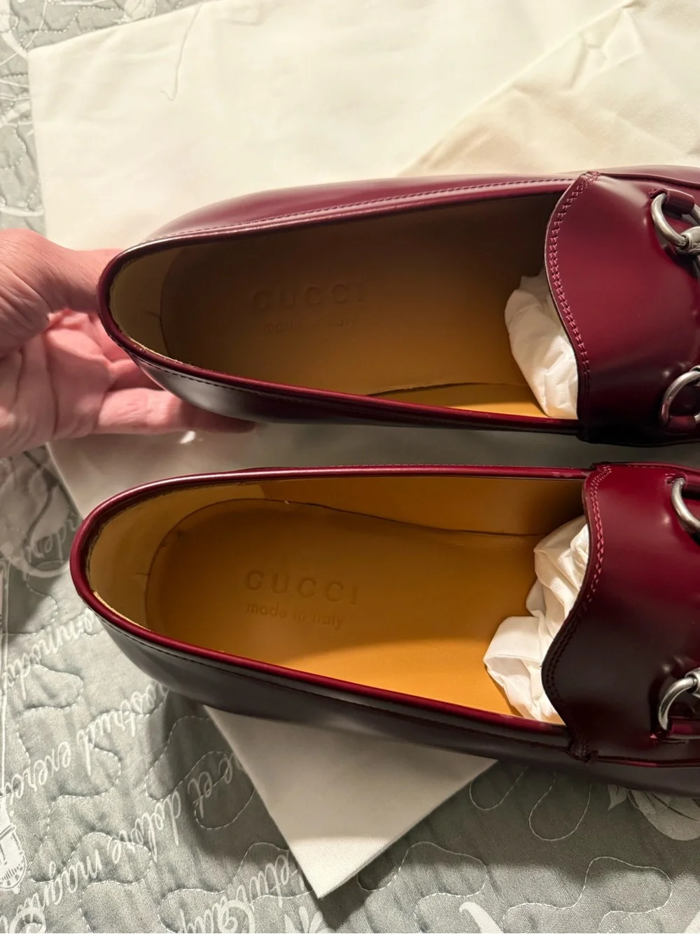 Gucci Men's Burgundy Leather Horsebit Slip-On Loafers